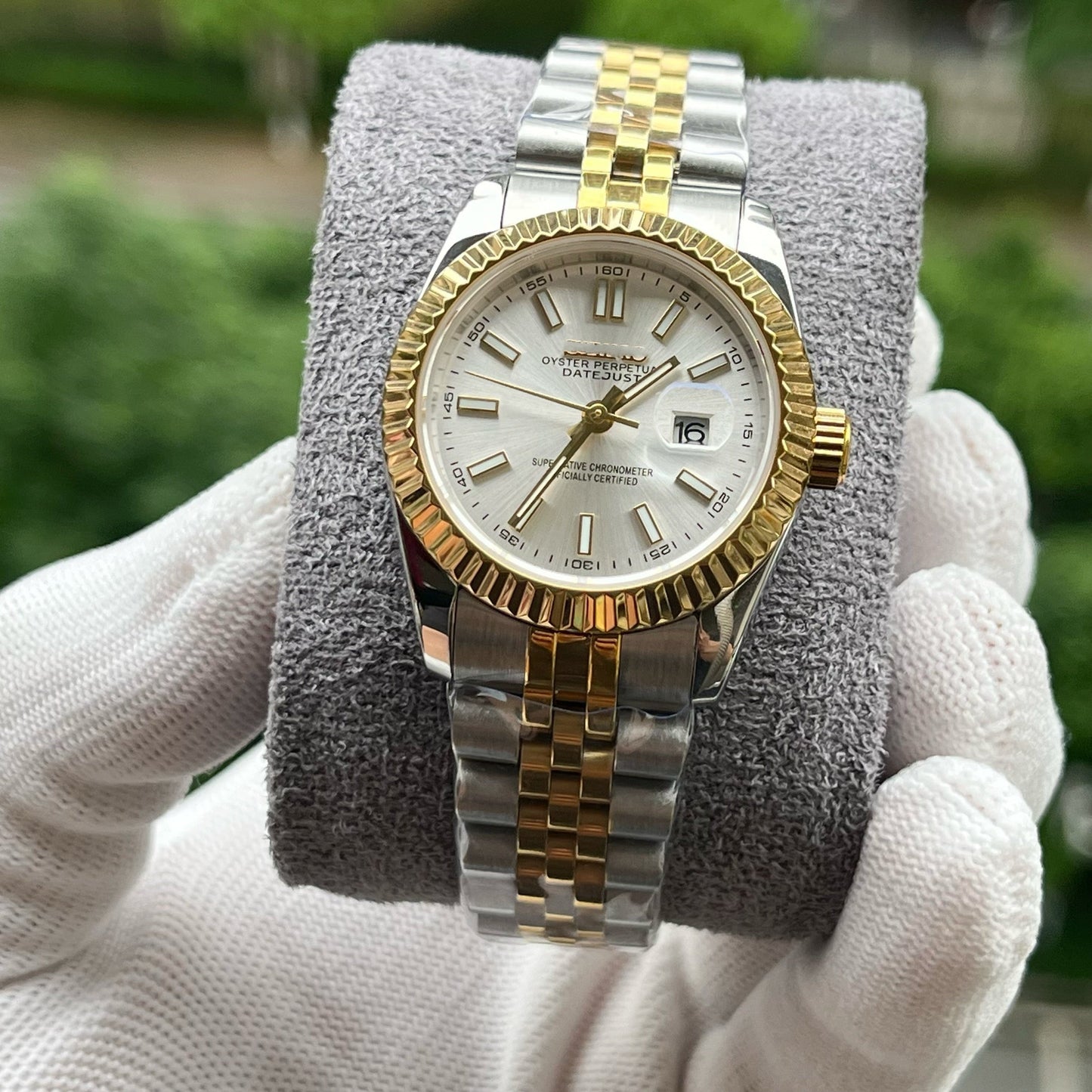 SEIDATEJUST HALF GOLD WHITE LADIES WATCH